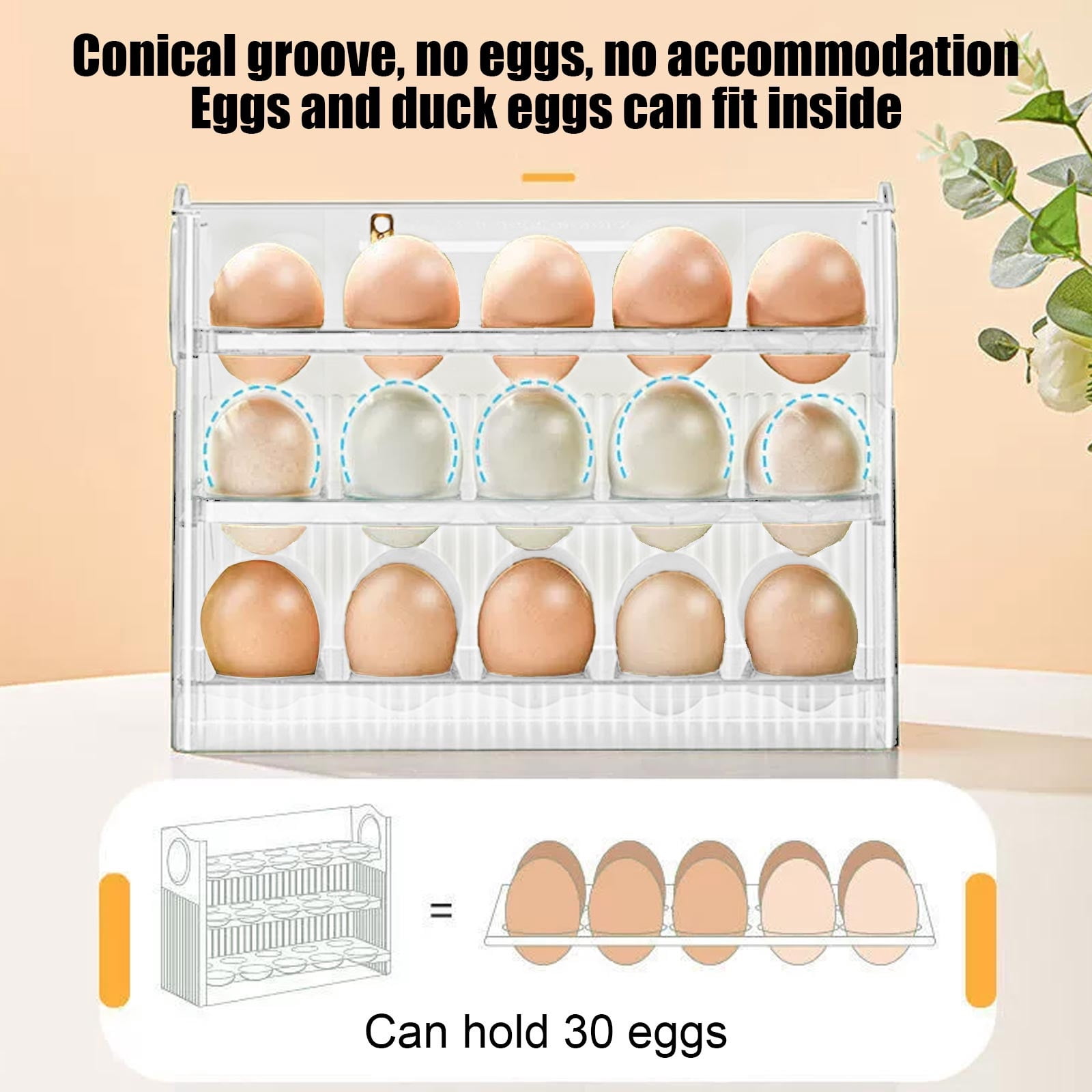 Dvumao Organizers and Storage, Egg Storage Box Refrigerator Side Door Storage Rack Kitchen Egg Tray Fresh Keeping Box Egg Box With Automatic Rebounds On The Side, Man Gifts