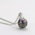 thumbnail image 3 of K-KED 11mm/12mm Baroque Black Tahitian Pearl Pendant Necklace Women Sterling Silver, 3 of 9