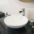 thumbnail image 4 of VIGO Matte Stone Lotus Composite Round Vessel Bathroom Sink in White with Amada Faucet in Brushed Nickel and Pop-Up Drain, 4 of 10