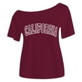thumbnail image 4 of Girl's Letter Print T Shirts Short Sleeve Tube Off The Shoulder Comfortable Fit Lightweight Summer Tunic Tops Wine,120, 4 of 5