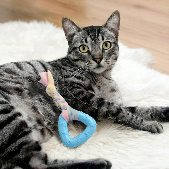 Juguete masticable de plástico resistente con forma de hueso para perros que muerden con fuerza; para cachorros en fase de dentición; limpieza dental interactiva