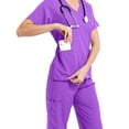 thumbnail image 3 of MLQIDK Scrubs for Women Plus Size Jogger Scrubs Petite V Neck Scrub Pants and Tops Medical Uniforms Nursing Top with Pockets Purple S, 3 of 5