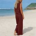 thumbnail image 5 of Gamivast 2 Piece Outfits for Women Summer Linen Texture Asymmetric Tank Top & Wide Leg Pants Sets Casual Beach Vacation Wear Lounge Set Flowy, 5 of 6