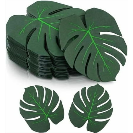 60 Pcs Tropical Palm Leaf Paper Napkins Bulk Hawaiian Luau Disposable Cocktail Aloha Paper Napkins Disposable Green Leaf Dinner Table Decoration for Summer Safari Jungle Picnic Party Supplies