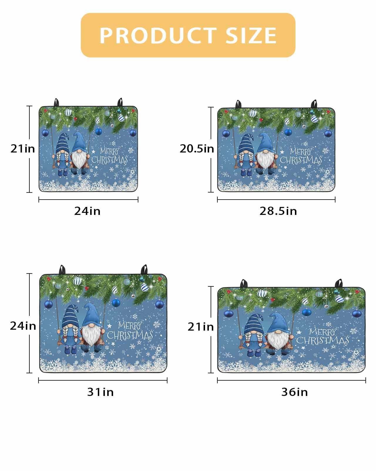 Large Induction Cooktop Protector Mat Blue Teal Gnomes Christmas Stove Top Covers for Electric Stove, Xmas Weeping Balls Snowflake Decorative Stove Burner Cover Mats, Glass Top Stove Cover