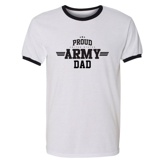 Proud United States Army DAD Adult Short Sleeve Ringer T-shirt