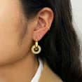 thumbnail image 4 of Lancharmed Gold Plated Cute Earrings for Womens,Knife Pin Hollow Tube Zircon Bezel Earring Sister Birthday Gifts, 4 of 7