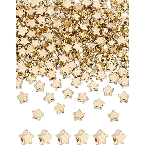 500 piezas de dijes espaciadores de estrella de cinco puntas dorados de 5,5 x 6 x 3 mm, dijes de estrella de plástico CCB, accesorios para colgantes espaciadores sueltos con orificio de 1,5 mm.