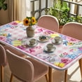 thumbnail image 3 of Easter Table Cloths for 6 Foot Rectangle Tables, Watercolor Eggs Floral Leaves Botanical Pink Plaid Patio Waterproof Elastic Fitted Tablecloths, Washable Rectangular Table Cover for Camping, 3 of 8