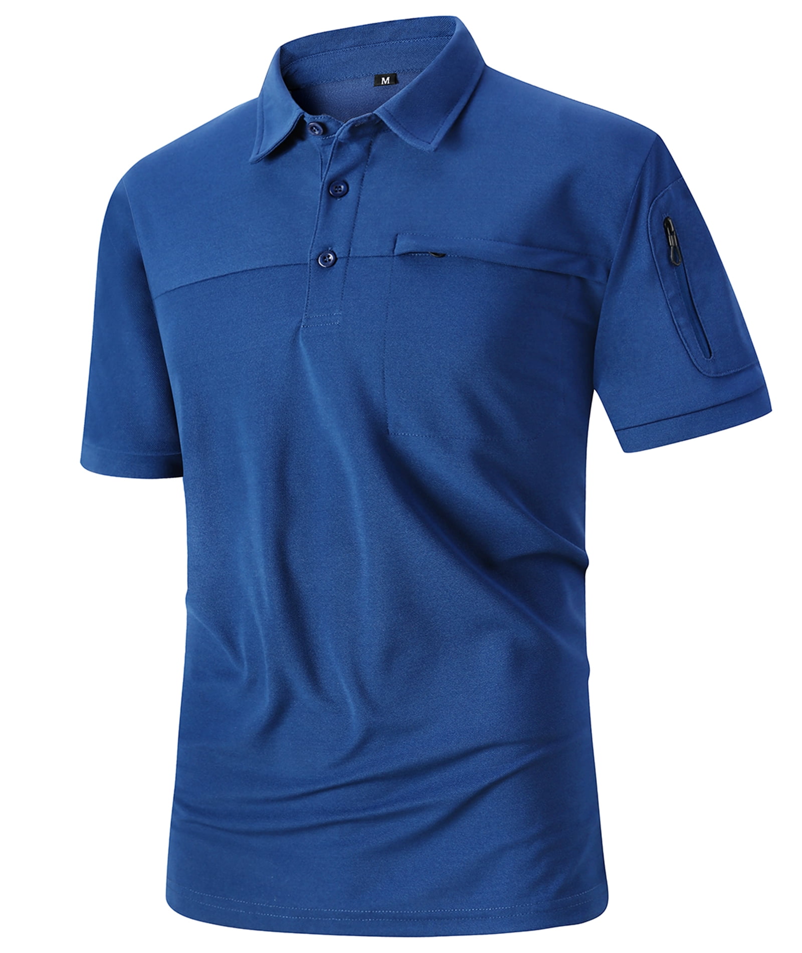 SWISSWELL Casual Mens Golf Polo Shirts Summer Short Sleeve with Double Pockets Tactical Golf