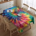 thumbnail image 2 of Colorful Rainbow Tie Dye Spiral Pattern Rectangle Tablecloth 60"x84",Waterproof Polyester Rectangle Table Cloth, Wipeable Spillproof Polyester Tablecloth for Dining, Camping, Indoor and Outdoor, 2 of 5