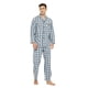 thumbnail image 3 of GLOBAL Conjunto de Pijama de Tejido Liso de Manga Larga para Hombre, Ropa de Dormir de Algodón, Ropa de Dormir Cómoda, Cuadros Grises Elegantes XXL, 3 of 7