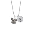 thumbnail image 2 of Delight Jewelry Silvertone Angel with Heart Silvertone Script Initial Disc - S - Charm Necklace, 20"+3", 2 of 4
