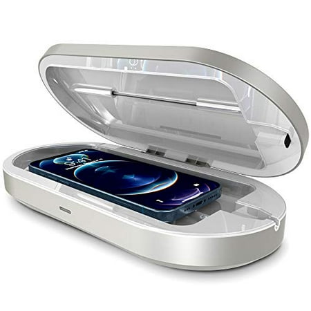 Trianium Smartphone UV Sanitizer and USB C and USB A Charging Port Phone Charger Box, Phone Sanitizer UV Soap Sterilizer UVC Disinfection Cleaner Box for Home Makeup Tool Jewelry Watch Keys Cards