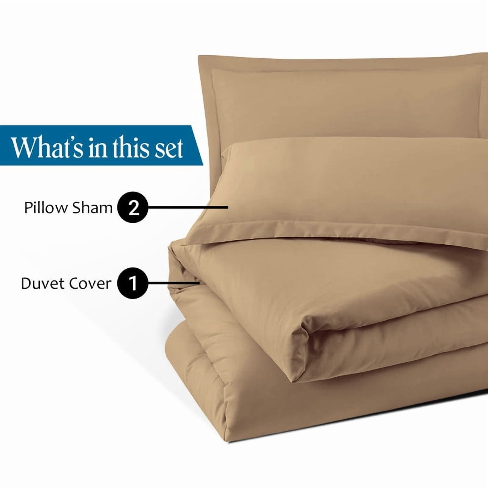 1000 Thread Count 100% Egyptian Cotton 3 Piece Duvet Set with Zipper Closure & Corner Cal King/King 3 Pc Duvet Set Color Taupe Solid