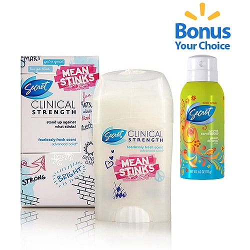 Buy Any Secret Clinical Strenght Anti-Perspirant 1.6 oz. and Get a BONUS 4 oz. Secret Body Spray