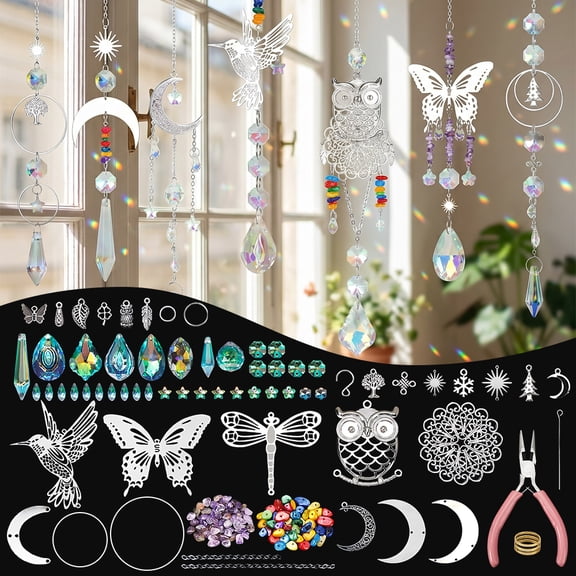 DIY Suncatchers Making Kits Craft for Adults Crystal Suncatchers for Window Hanging Sun Catcher with Chain Rainbow Maker