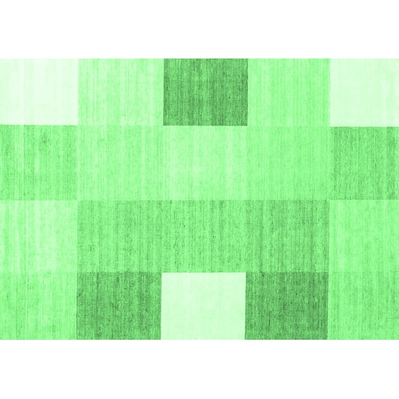 Ahgly Company Indoor Rectangle Checkered Emerald Green Modern Area Rugs, 2' x 3'