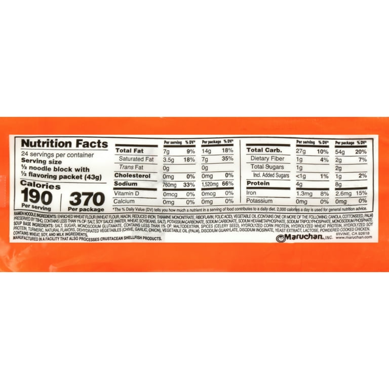 Chicken Ramen Noodles Nutrition