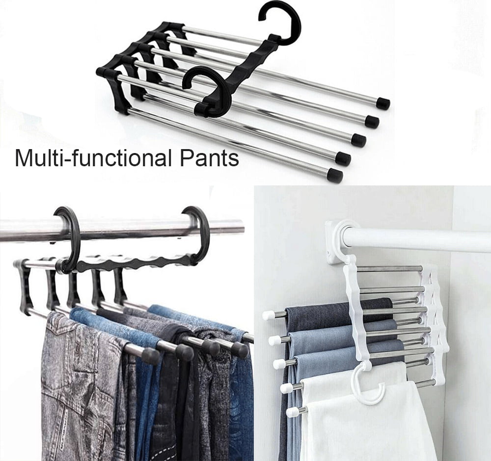 5 In1 Multi-functional Pants Rack Shelves Stainless Steel Wardrobe ...