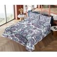 thumbnail image 4 of Ambesonne Paisley Fitted & Top Sheet Set with Shams, Bohemic Floral Country, Purple White Blue, 4 of 5