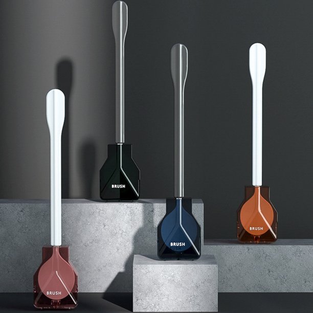 XWSHYW General Cepillo de Baño de Silicona Seoul Black - Cepillo de Baño de Máxima Higiene - Escobilla de Baño Galardonada - Goteo - Mango Largo Ergonómico - Montaje En Pared