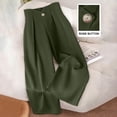 thumbnail image 2 of Lenpel Work Pants for Women Crossover Elastic Waist Pleated Wide Leg Pants Business Casual Trousers with Pockets, 2 of 6