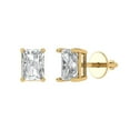 thumbnail image 2 of 1 Ct Emerald Cut Studs White Sapphire 18K Yellow Solid Solid Gold Everyday Dainty Earrings Screw Back, 2 of 7