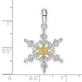 thumbnail image 3 of Finest Gold 14K Sterling Silver TWo-Tone Polished Lacey Snowflake with Center Pendant, 3 of 3