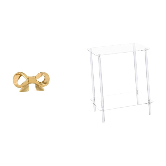 Asa de mueble,Tirador de latón con forma de lazo para muebles o armario,Mesita de noche rectangular,Mesa auxiliar de acrílico transparente,mesa auxiliar transparente de 2 niveles,Mesa