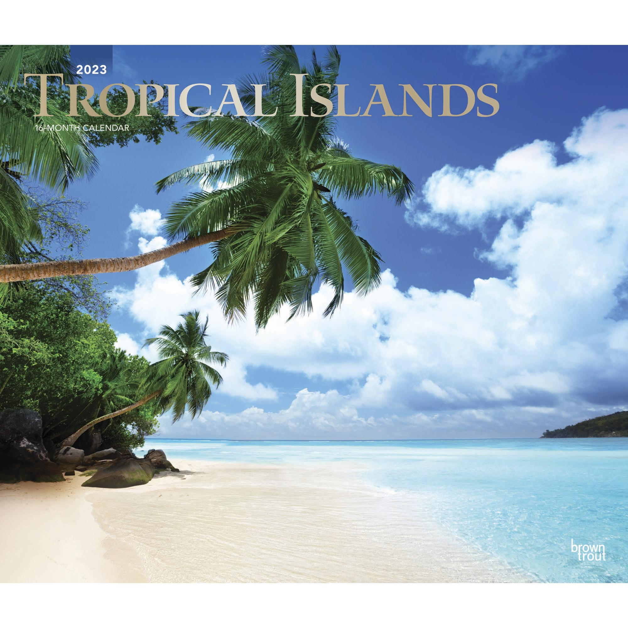 Tropical Islands 2023 14x24" (Hanging) Monthly Deluxe Wall Calendar BrownTrout