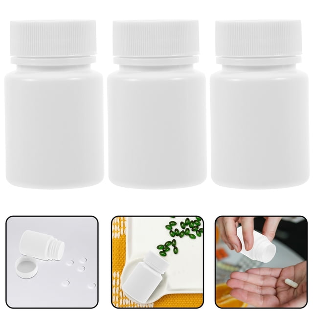 LIFKOME 20pcs Small Bottles Plastic Chemical Containers White for Packaging Solid Medicines