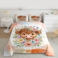thumbnail image 2 of Homewish Farm Cow Animal Full Size Comforter Sets, Orange Art Watercolor Bedding Comforter Set, Kawaii Rustic Flower Reversible Bedding Sets, Ultra Soft Bedroom Decor, 3 Pieces, 2 of 8