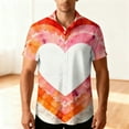 thumbnail image 4 of Handshe Men's Short Sleeve Button-Down Shirt with Print, Casual Comfort for Valentine's Day and Daily Wear, 4 of 9