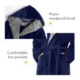 thumbnail image 7 of Robes for Men, LOFIR Hooded Plush Mens Robe, Long Thick Fleece Bathrobe with Belt and Side Pockets, Warm Winter Housecoat Loungewear Gift for Men, Dark Blue, 3XL, 7 of 7