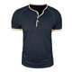 thumbnail image 2 of Tops para hombre, blusas y camisas de manga corta con cuello redondo para hombre, blusa informal de moda con botones y parches lisos, blusa de manga corta para hombre, blusa de poliéster para hombre, 2 of 7