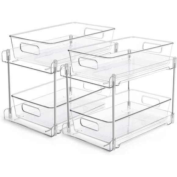 2-Tier Bathroom Storage Organizer – Clear Acrylic Shelf Countertop for Skincare, Makeup, Perfume & Toiletries, Modern Space-Saving Display Rack