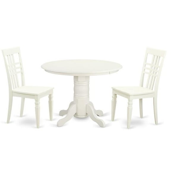 Kitchen Table Set with One Shelton Dining Room Table & Two Chairs, Linen White - 3 Piece