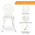 thumbnail image 2 of HOMEFUN Bistro Table and Chairs Set of 2 Outdoor 3 Piece Patio Set Tulip Pattern Cast Aluminum Bistro for Garden Balcony, Durable Rust All-Weather Resistance (White), 2 of 7