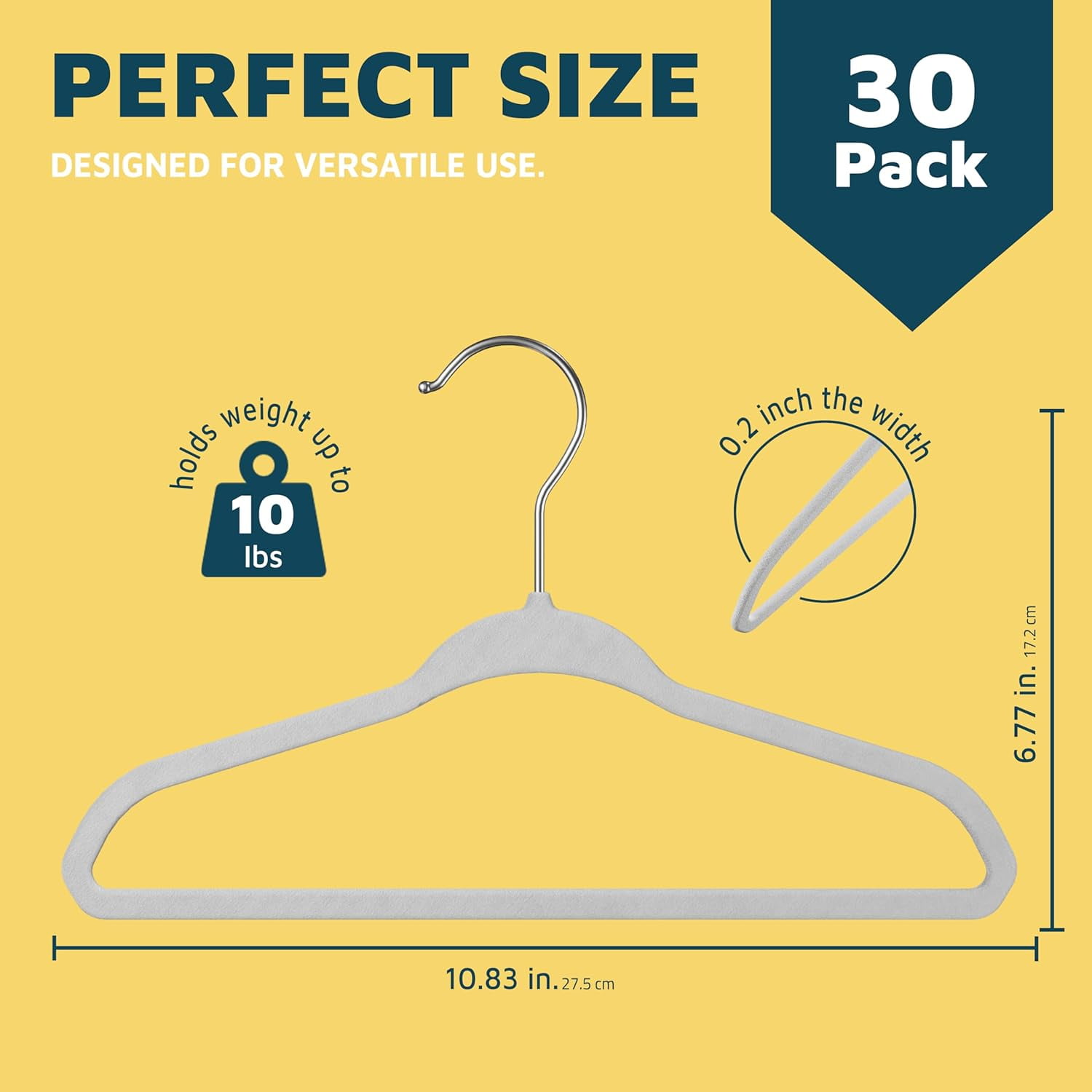 Lifemaster Velvet Kids Hangers, 30-Pack Non-Slip Baby & Toddler Clothes Hangers, Slim Space-Saving with Swivel Hook, White
