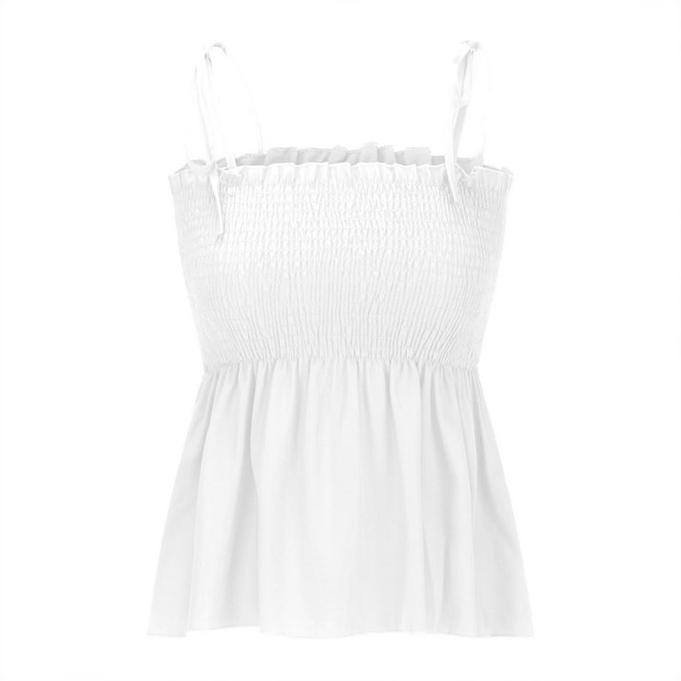 Hfyihgf Ruffle Smocked Tank Tops for Women Summer Square Hfyihgf Ruffle Smocked Tank Tops for Women Summer Square