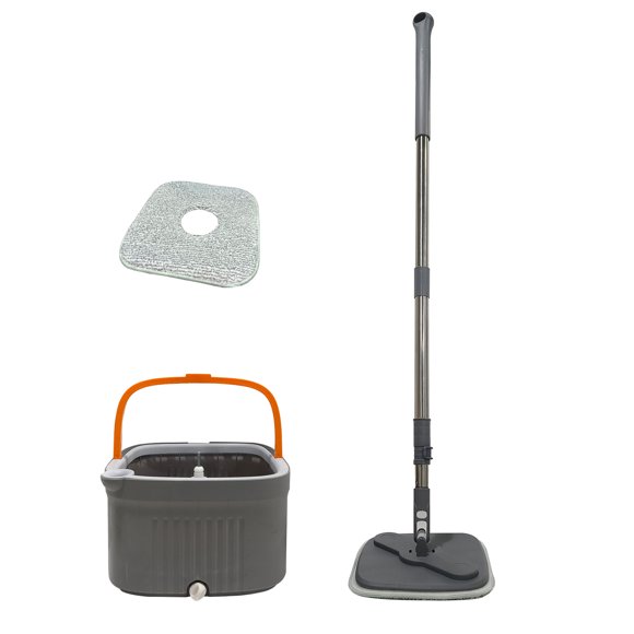 Penkiiy Spin Mop and Bucket Separate Clean and Dirty Water Set Mop and Bucket with Wringer Set for Home, Cleaning Mops with 5 Microfiber Pads Self Cleaning Mop for Hardwood Laminate Tile