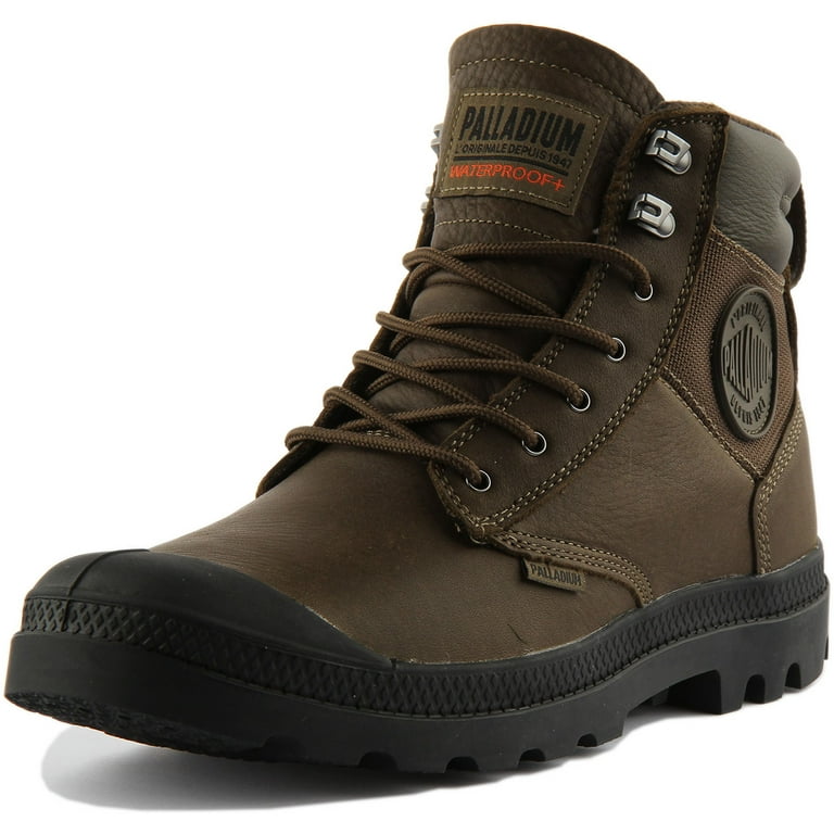 Palladium Pampa Shield Unisex Waterproof Leather Lace Up Boot In Khaki Size 13 Walmart