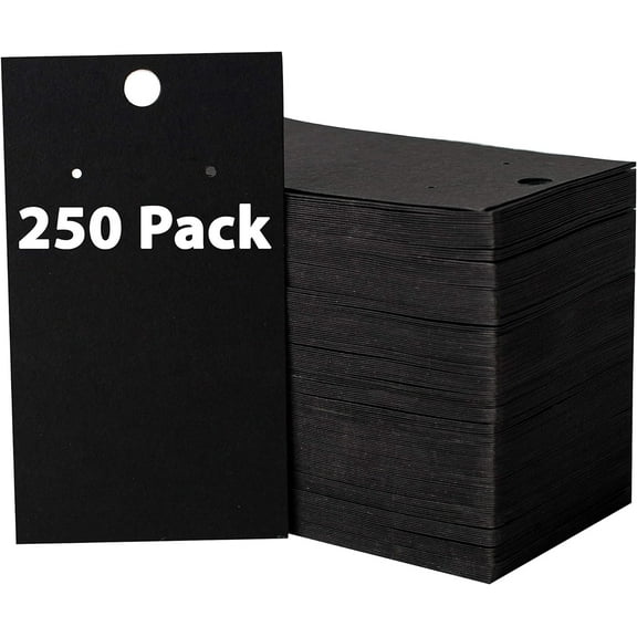 250 Pack Custom Earring Cards - Hanging Earring Display - Bulk Black (2x3.5 Inches) - Pack of 250