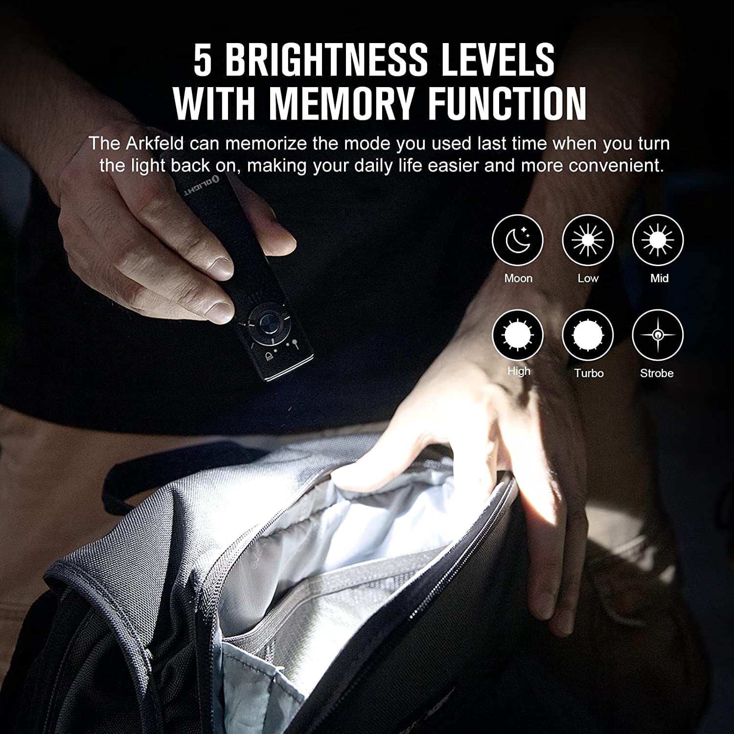 OLIGHT Arkfeld EDC Flat Flashlight, 1000 Lumens White LED Light with Green Beam Combo, Power by Rechargeable Built-in Battery for Outdoors, Emergency, Work (Black)