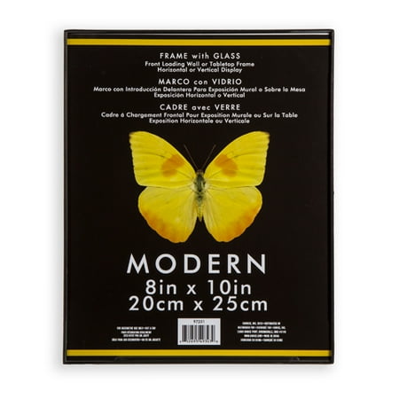 - Frame: Modern, Plastic and Glass, Black, 8 x 10 inches