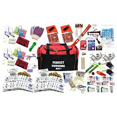 4 person perfect survival kit deluxe - prepare for earthquake, evacuation, emergency disaster preparedness 72-hour kits for home, work, or