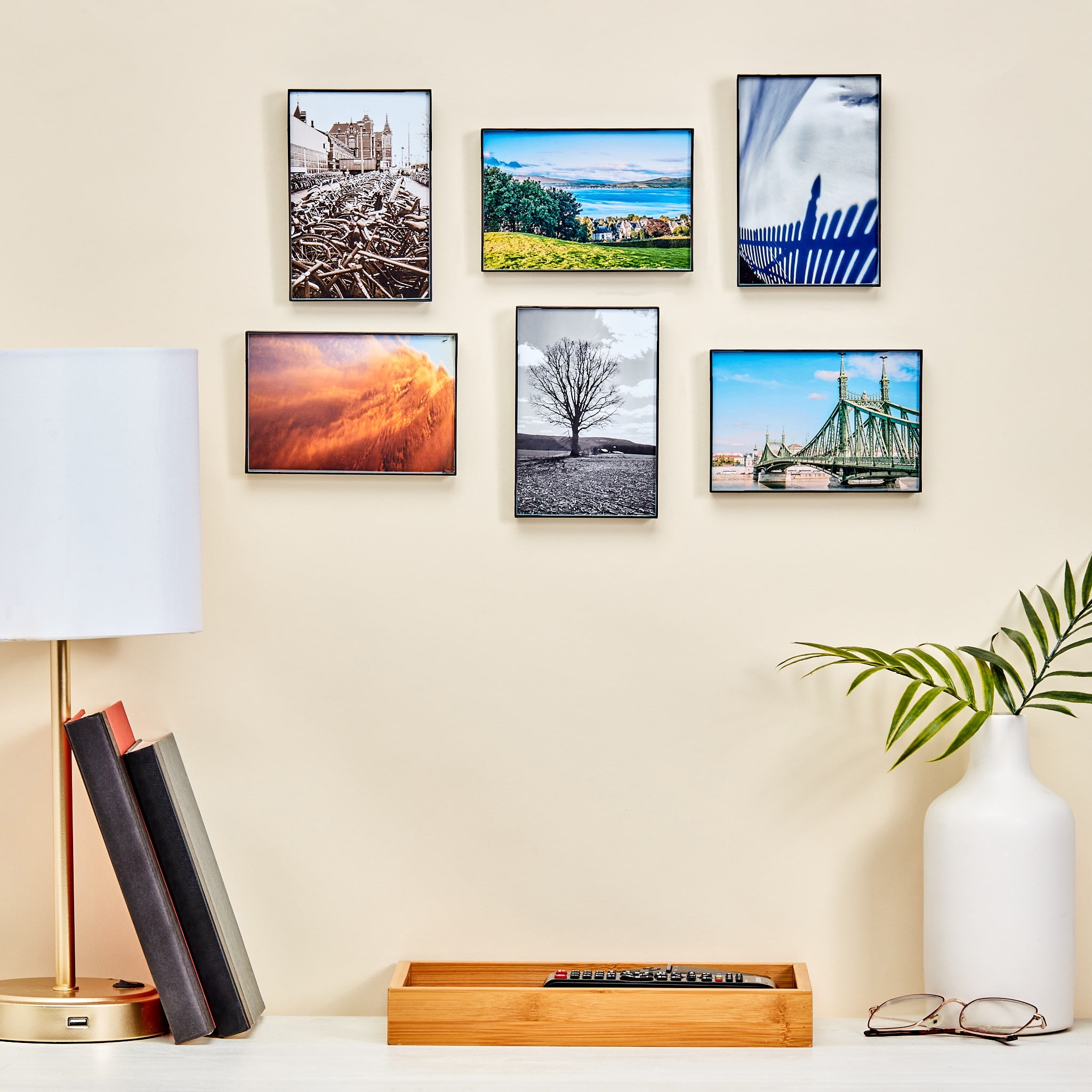 Mainstays 4 x 6 Picture Frame, Black, Front Loading, Wall or Tabletop Display, Set of 6