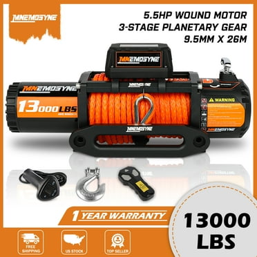 MNEMOSYNE Electric Winch 13000LBS Synthetic Rope 12v Wireless Remote Tow Truck Trailer Winch SUV 4WD
