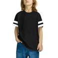 thumbnail image 3 of Charella Girls' T-Shirt Striped Short/Long Sleeve Cute Crew Neck Basic Tee Casual Loose Fit Tops for Kids (5 Years, Black), 3 of 7